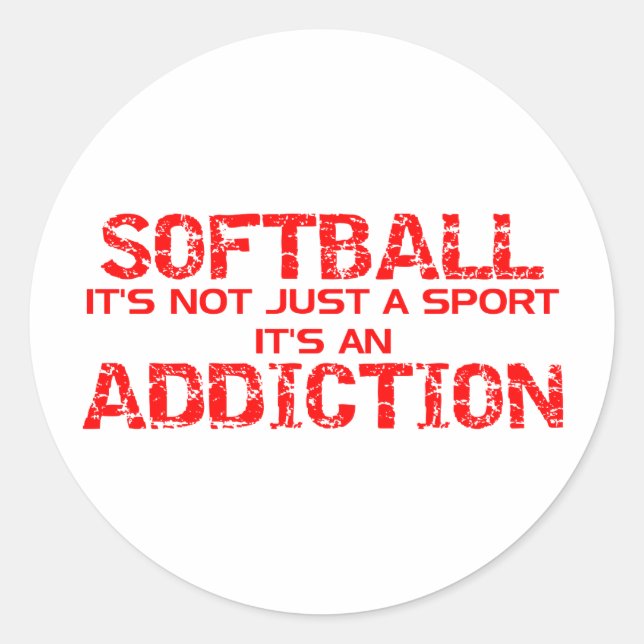 Softball Addiction Classic Round Sticker (Front)