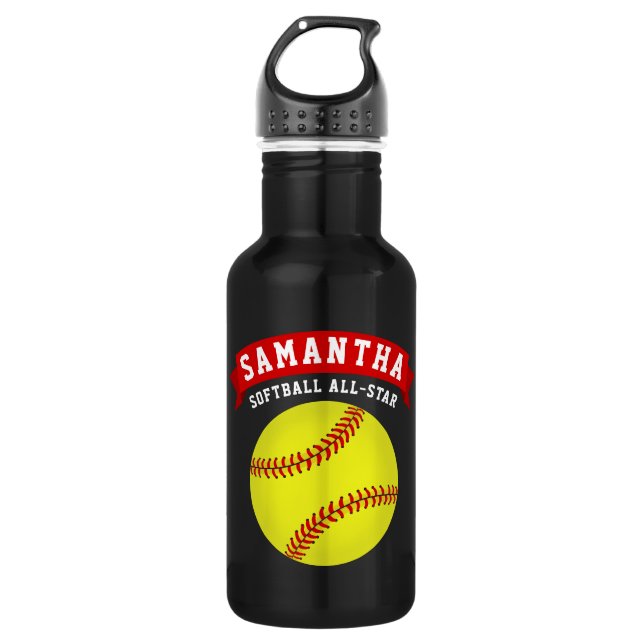 Softball All-Star Stainless Steel Water Bottle (Front)