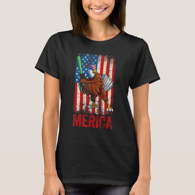 Softball American Eagle 4th Of July Boys Girl Amer T-Shirt (Front)