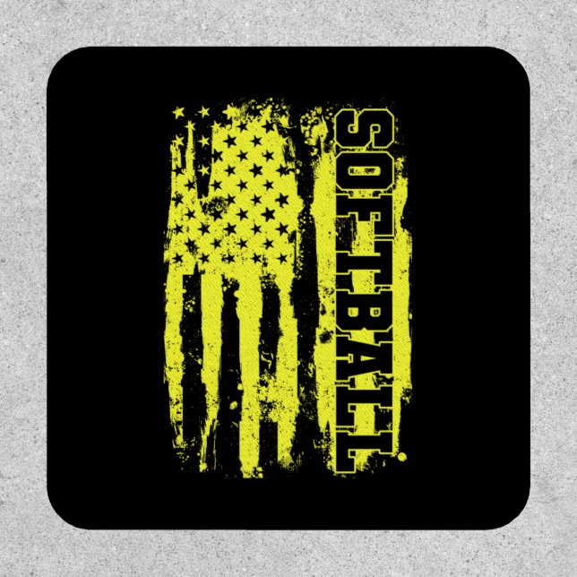 Softball American Flag Softball Player Patch (Front)