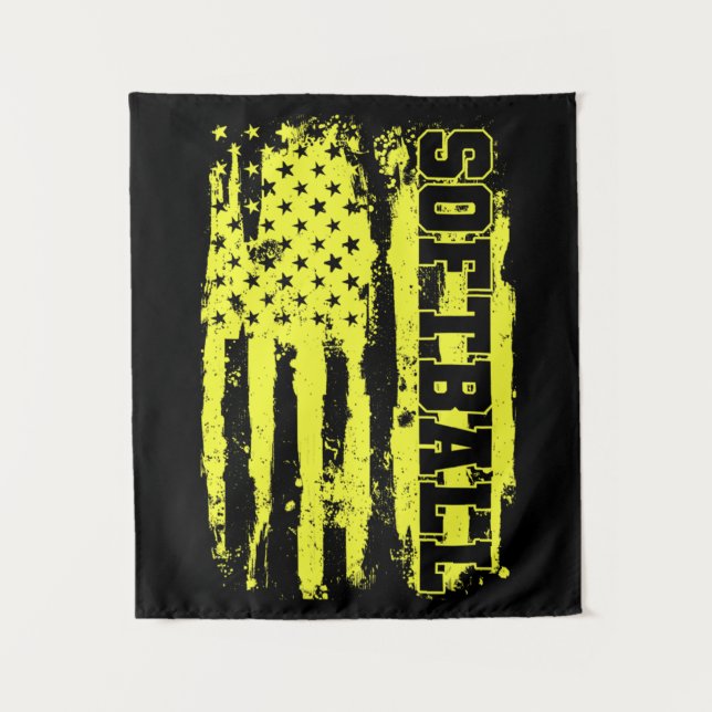 Softball American Flag Softball Player Tapestry (Front)