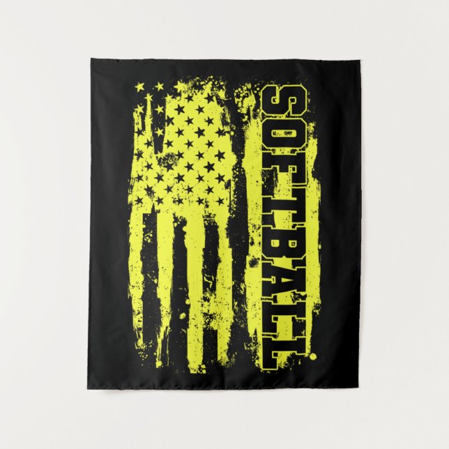 Softball American Flag Softball Player Tapestry (Front)