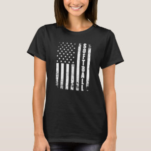 Softball American Flag Usa Sport Patriotic Softbal T-Shirt
