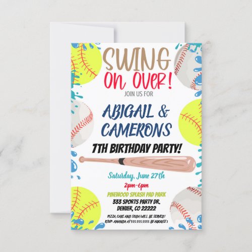 Softball and Baseball Party Invitation
