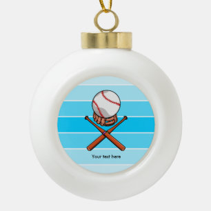 Softball and Cross Bats With Blue Stripes Ceramic Ball Christmas Ornament