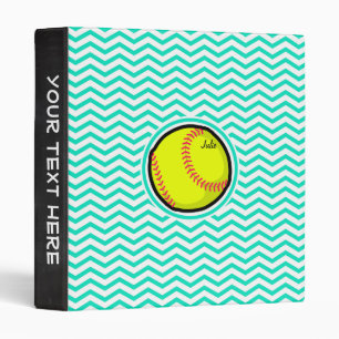 Softball; Aqua Green Chevron Binder
