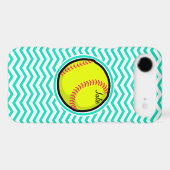 Softball; Aqua Green Chevron iPod Touch (5th Generation) Cover (Back (Horizontal))