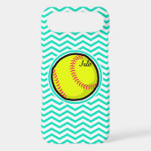 Softball; Aqua Green Chevron iPod Touch (5th Generation) Cover (Back)