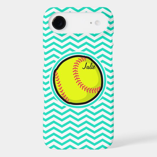 Softball; Aqua Green Chevron iPod Touch (5th Generation) Cover (Back)