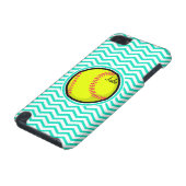 Softball; Aqua Green Chevron iPod Touch (5th Generation) Cover (Bottom)