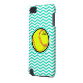 Softball; Aqua Green Chevron iPod Touch (5th Generation) Cover (Back Left)