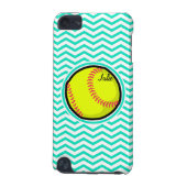 Softball; Aqua Green Chevron iPod Touch (5th Generation) Cover (Back)