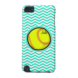 Softball; Aqua Green Chevron iPod Touch (5th Generation) Cover