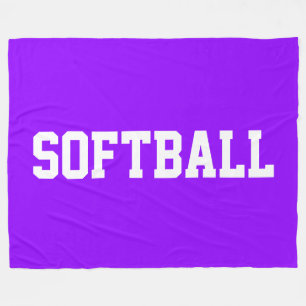 SOFTBALL Athletic Bold White Text On Bright Purple Fleece Blanket