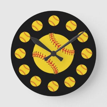 Softball Atom Clock by BostonRookie at Zazzle