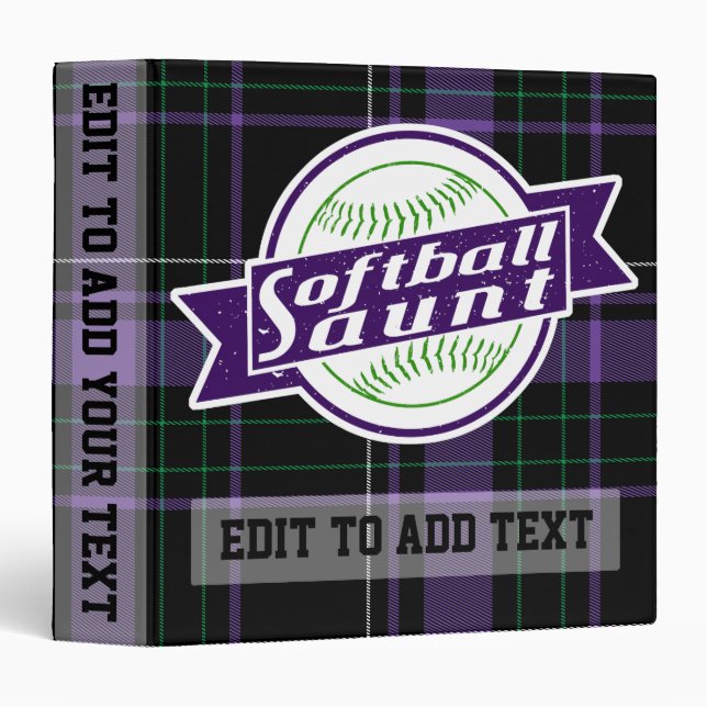 Softball Aunt Binder Album, Customizable (Front/Spine)