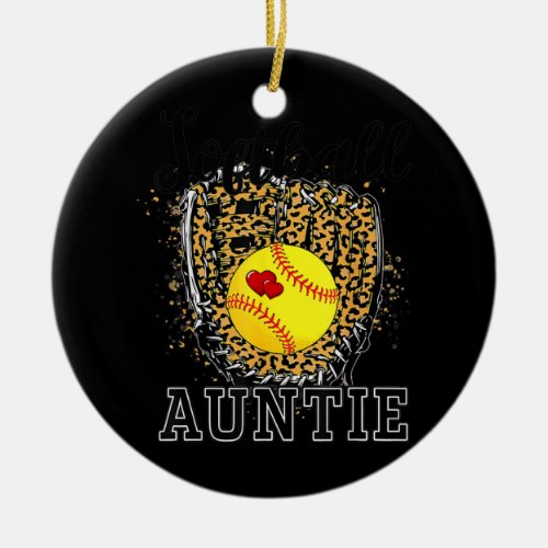 Softball Auntie Leopard Game Day Aunt Mother Ceramic Ornament