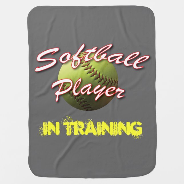 Softball Baby Player In Training Blanket (Front)