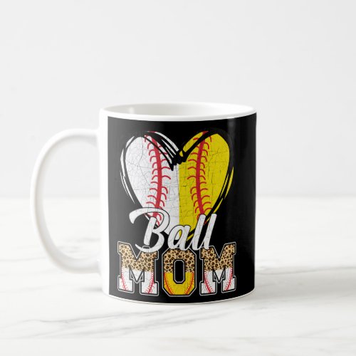 Softball Ball Mom Heart Baseball Coffee Mug