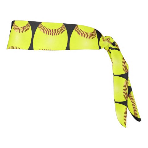 Softball Ball Pattern Black Tie Headband