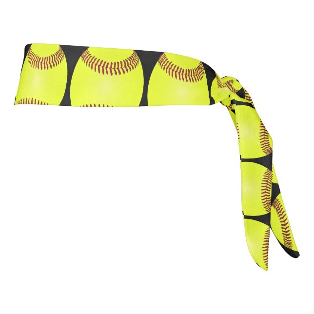 Softball Ball Pattern Black Tie Headband (Rotate 90)