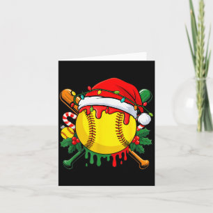 Softball Ball Santa Hat Christmas Softball Drip Xm Card