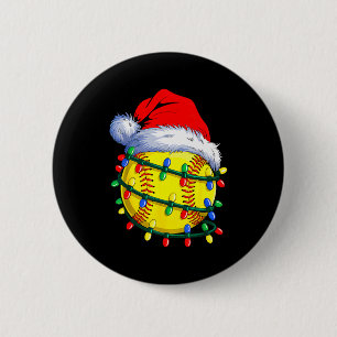 Softball Ball Santa Hat Christmas Softball Xmas Li Button