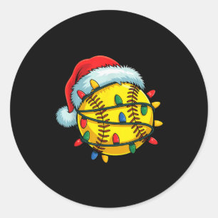 Softball Ball Santa Hat Christmas Softball Xmas Li Classic Round Sticker