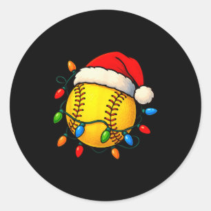 Softball Ball Santa Hat Christmas Softball Xmas Li Classic Round Sticker