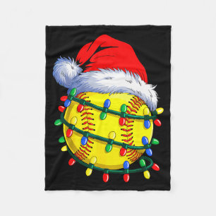 Softball Ball Santa Hat Christmas Softball Xmas Li Fleece Blanket
