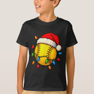 Softball Ball Santa Hat Christmas Softball Xmas Li T-Shirt