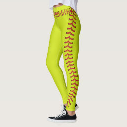 Softball ball Seam Stitches Pattern Leggings