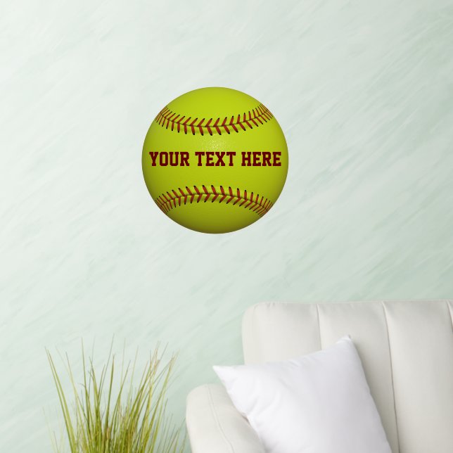 Softball Ball Sports Team Name Monogram  Wall Decal (Living Room)
