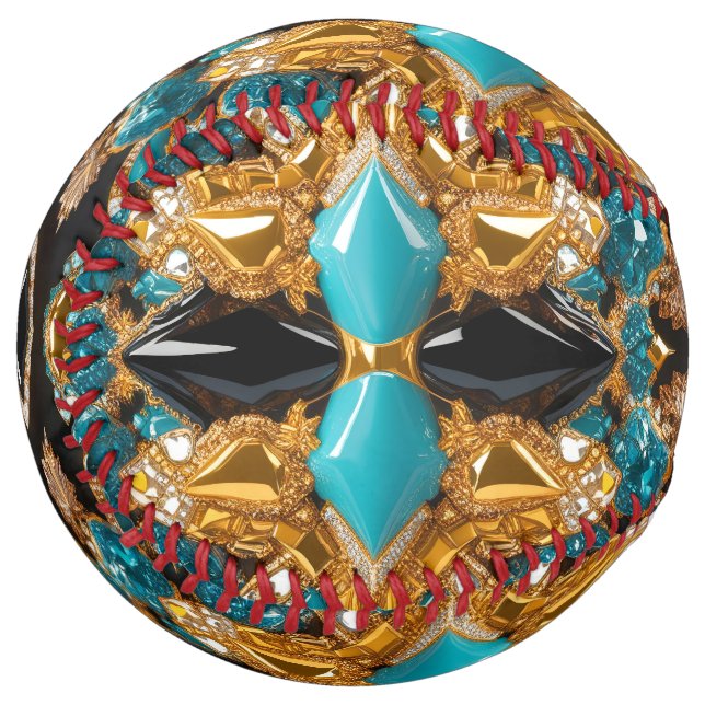 Softball ball with Bahamas Colors Design (Front Left)