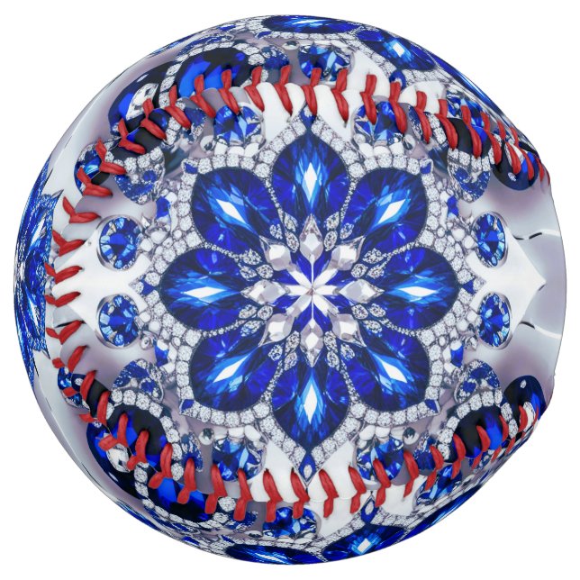Softball ball with Blue White Colors Design (Front Left)