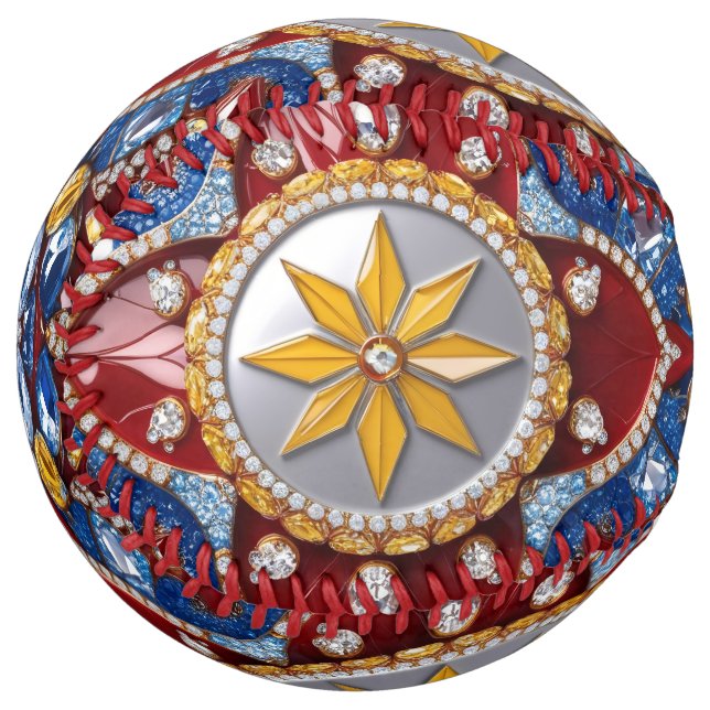 Softball ball with Colombian Colors Design (Front Left)