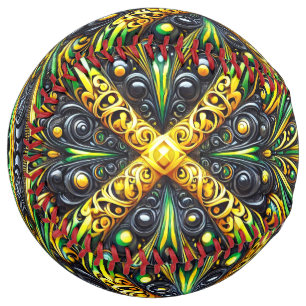 Softball ball with Jamaican Colors Design