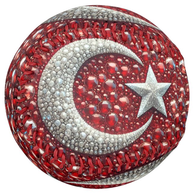 Softball ball with Turkish Colors Design (Front Left)
