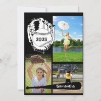 Softball/ Baseball 3 Photo Black Graduation