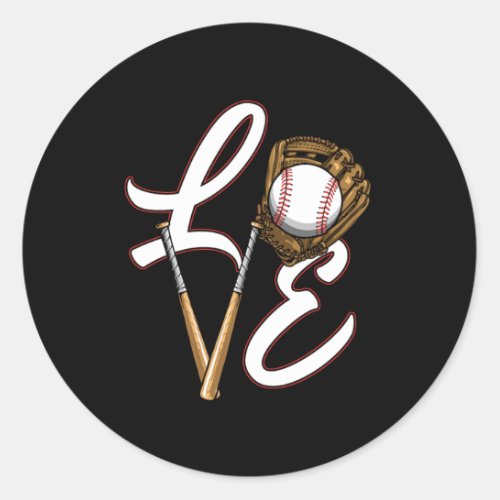 Softball Baseball Ball Glove Helmet Bat Pitcher Gi Classic Round Sticker