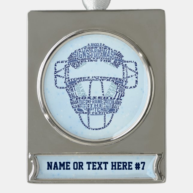 Softball Baseball Catchers Mask Banner Ornament (Front)
