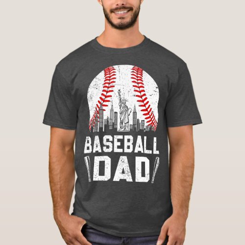 Softball Baseball Dad Retro Vintage Gift Ball Fath T_Shirt