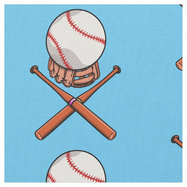 Softball / Baseball Jolly Roger Like Illustration Fabric (Close Up)