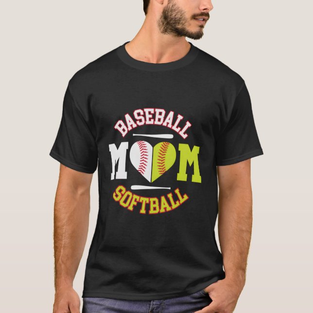 Softball Baseball Mom Ball Mom T-Shirt (Front)