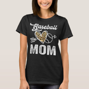 Softball Baseball Mom Leopard Women Mother's Day 2 T-Shirt