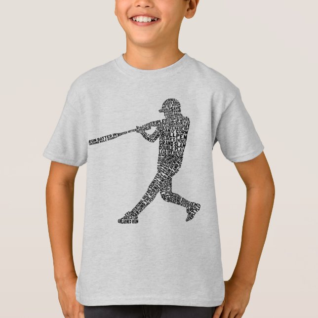 Softball Baseball Player Typographic T-Shirt (Front)