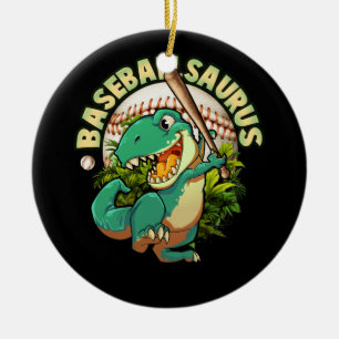 Softball Baseball Playing Dinosaurus Sport Batter Ceramic Ornament