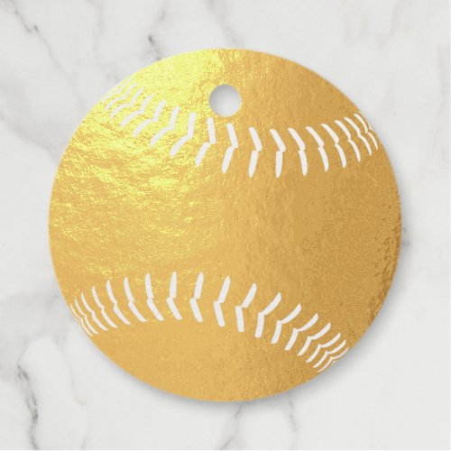 softball baseball thank you gold foil favor tags