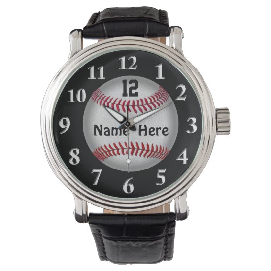 Softball Baseball Watches, YOUR NAME and NUMBER Watch