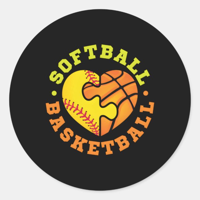 Softball Basketball Classic Round Sticker (Front)